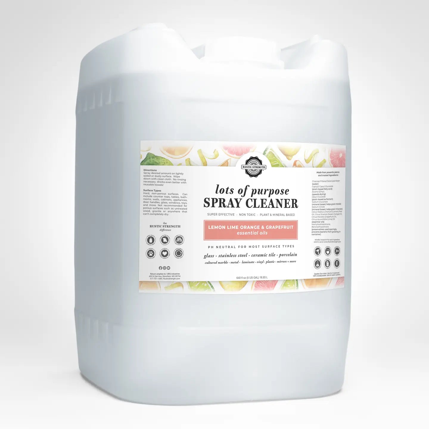 Rustic Strength - Lots of Purpose Spray Cleaner - Lemon Lime Orange Grapefruit
