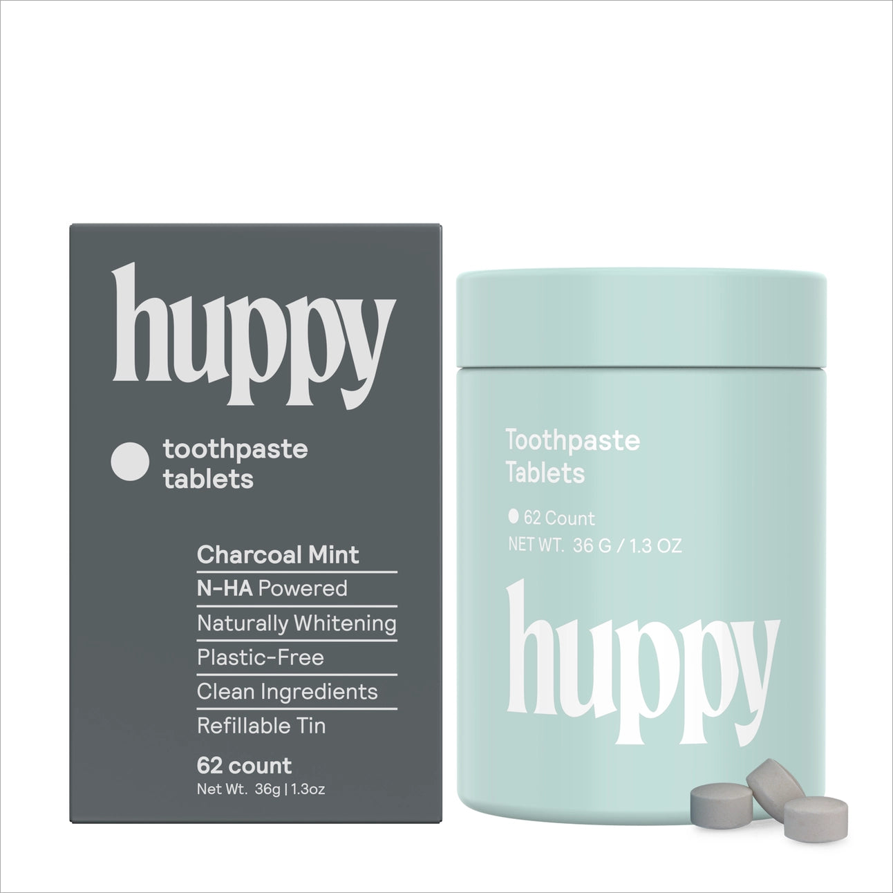 Huppy Toothpaste Tablets - Charcoal Mint