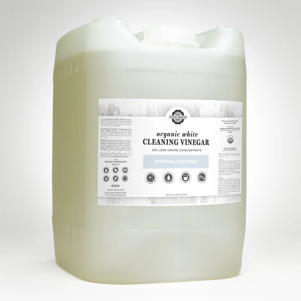 Rustic Strength Organic White Cleaning Vinegar by the Ounce