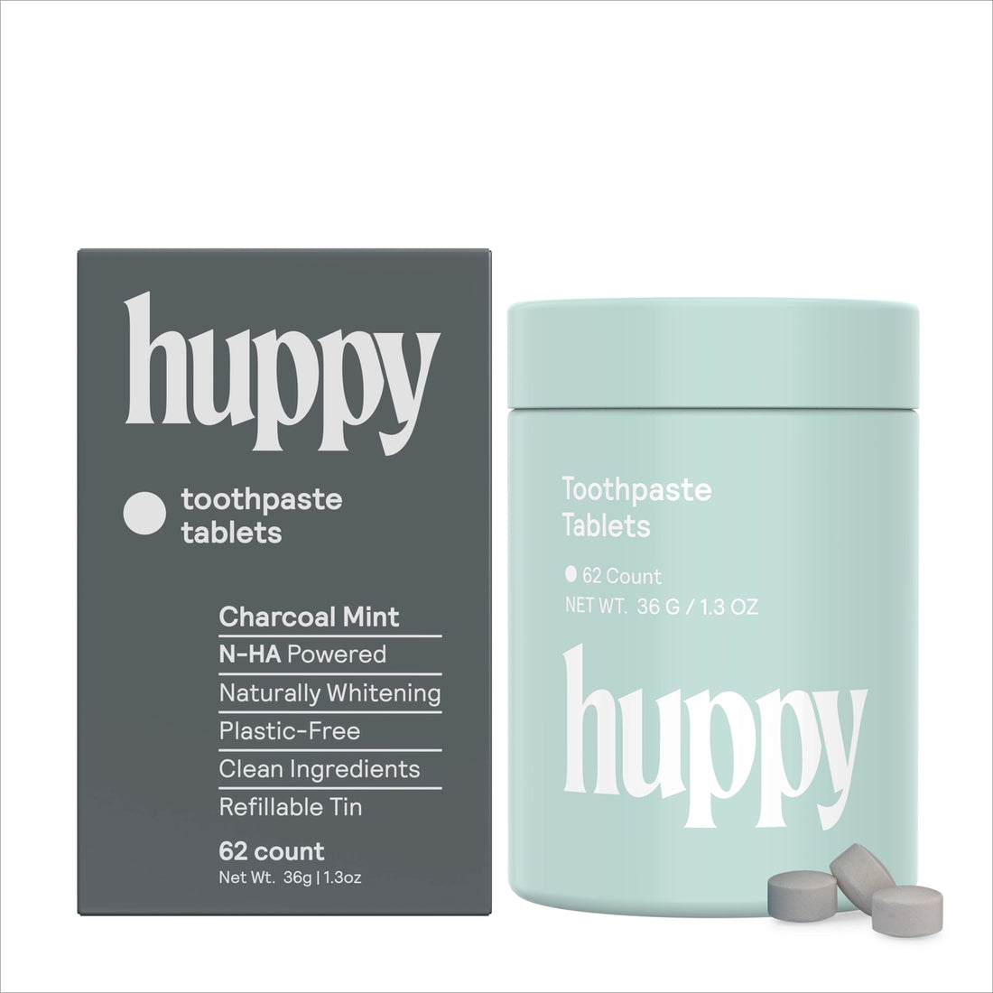 Huppy Toothpaste Tablets - Charcoal Mint